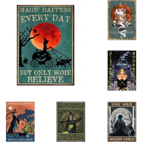 Witch retro posters and prints Witch inspiration quote canvas painting witchcraft surrender wall art picture home room decoratio