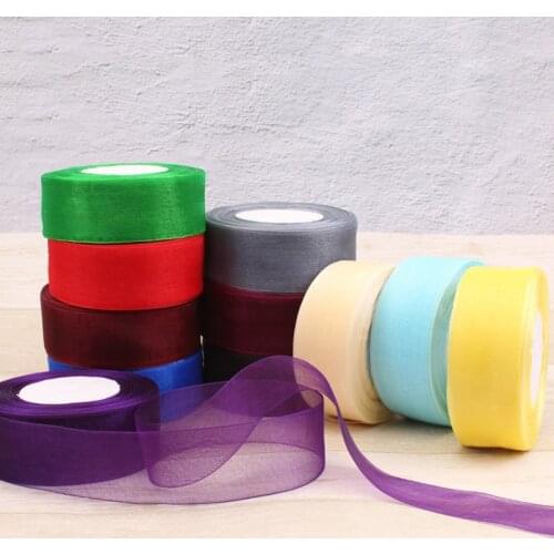 50yards/roll) 12/15/20/25/40mm Organza Ribbon gift wrapping decoration Christmas silk ribbons for Wedding DIY Craft Handmade
