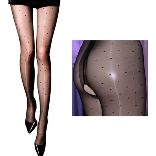 Sexy Women Stockings Polka Dot Oil Glossy High Elastic Pantyhose Lady Sheer Shiny Open Crotch Pantyhose