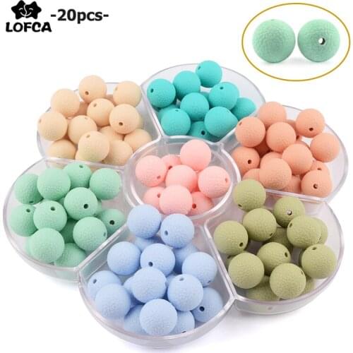 LOFCA 20pcs/lot silicone leather look beads 15mm Silicone Leatherette look beads Baby Teething Beads DIY Chewable Teething