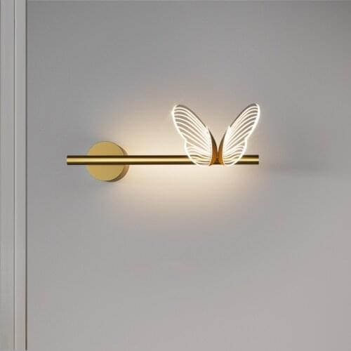 Nordic LED Wall Lamp Modern Lighting Luxury Bedside Gold Sconce Bedroom Butterfly New Art Balcony Living Room Fixture Deco Light