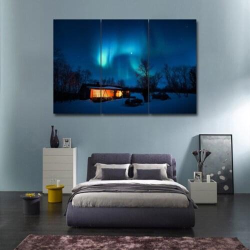 Snow mountain aurora 3 pcs HD Canvas Painting Modern Home Decoration Living Room Canvas Print Painting Wall Decor Picture