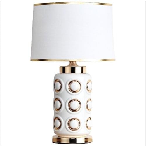American Style White Cylindrical Ceramic Table Lamp BedRoom Bedside Foyer Study Modern Fashion Desk Reading Night Light190175