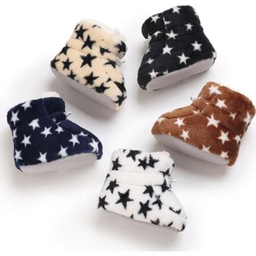 Newborn Baby Warm Cotton Boots Star Print Girl Boy Slippers Casual Shoes First Walkers Newborn Soft Sole Shoes Winter