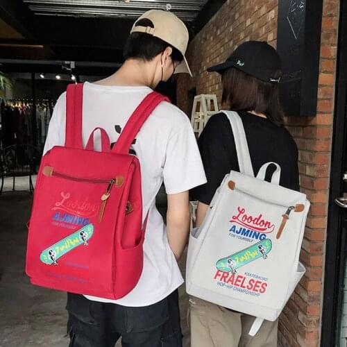 Trend Women Backpack Korea Style Female College Students Back Pack Large Capacity Letter Pattern Printing Girls Knapsack