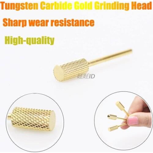 Tungsten Carbide Gold Grinding Head Nail Art Drill Bit Polish Cuticle Manicure Nail File Rotary Burr Bits