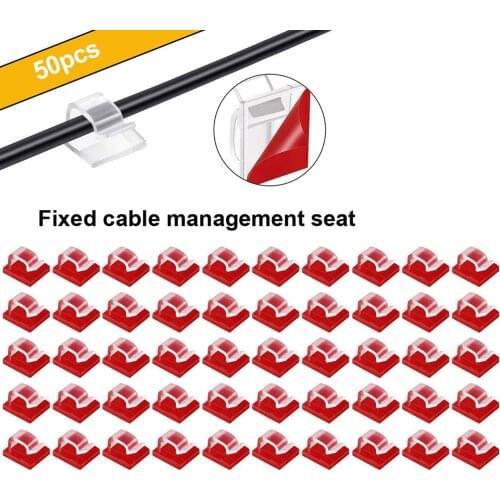 50Pcs Cable Clips Self Adhesive Cord Management Black Wire Holder Organizer Clamp Self-adhesive Car Wire Clip Accessories Stock