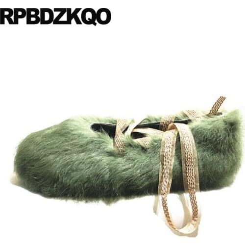 Women green casual black chinese white large size winter flats round toe 2019 ladies shallow fur designer shoes china lace up