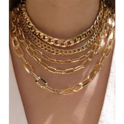 Women s Jewellery 4li Gold Plated Women Chain Necklace Set Elegant design Accessories Bright