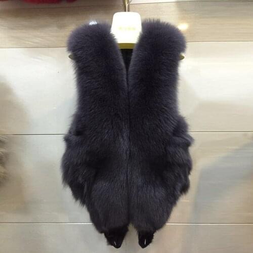 100% Natural Fox Luxury Womens Vest Waistcoat Real Fur Coat Female Jacket Winter Sleeveless Outerwear WYQ830