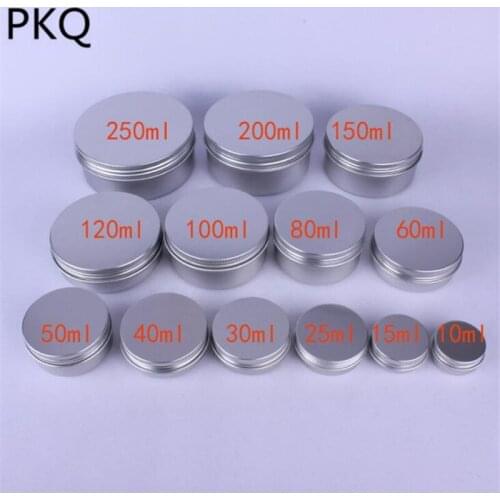 10ml/60ml Refillable empty round aluminum metal tin cans bottle with aluminum lid cosmetic cream container box aluminum jar