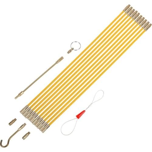 10Pcs/Set Fiberglass Cable Push Puller Running Cable Wire Kit Wall Electrical Cable Installing Rods Wiring Accessories
