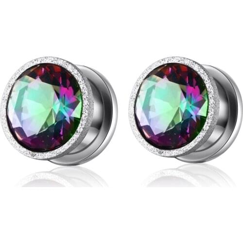 2020 Diamond Ear Tunnels Zircon ear flesh tunnel plugs and stretcher kit for women men drop ship wholesales 2 color 00g 0g
