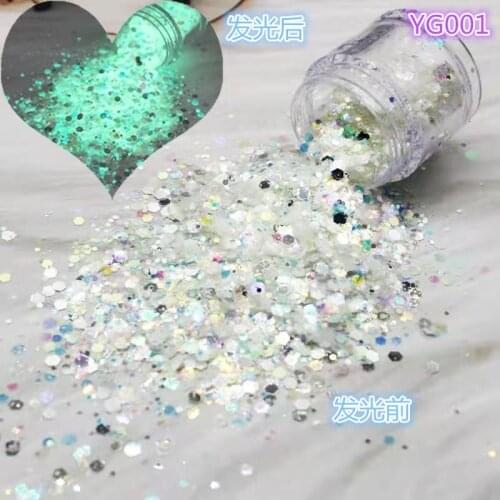 500g Luminous Nail Glitter Mixed Sequins Sparkly Nail Glitter Powder Fluorescent Tips Glow In The Dark 12 Colors Nail Glitter