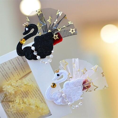 8pcs/Lot Princess Swan Crown Hair Clips Retro Mesh Girls Hair Accessories Birthday Party Photo Props Hairpins Kids Headdress
