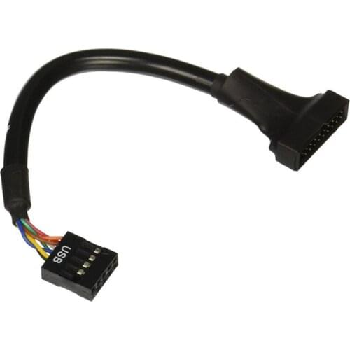 19-Pin USB 3.0 Female to 9-Pin USB 2.0 Male Motherboard Cable Adapter Converter - Black