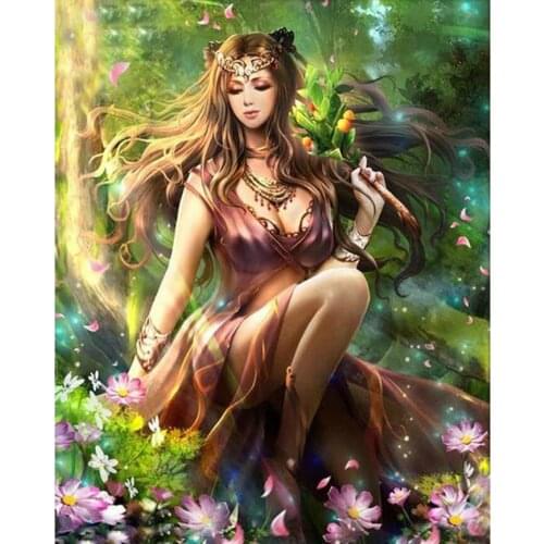 5D DIY Diamond Embroidery Beautiful Fairy Flowers Series full area drill Diamond Painting round Cross Stitch Mosaic Decoration