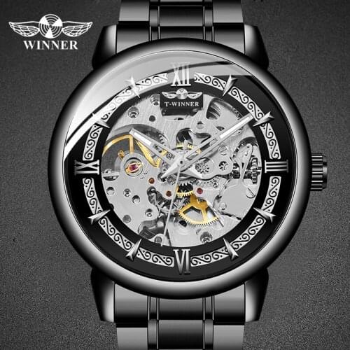 Hollow Design Steampunk Luminous Hands Men Sport Wrist Watch Top Brand Luxury Automatic Skeleton Mechanical Men Watches