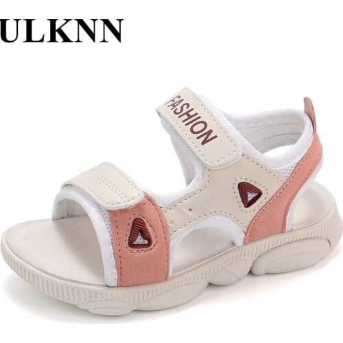 ULKNN Childrens Leather Sandals Student Outdoor Sports Shoes Soft Sole Princess Girl Beach Shoes Boys Fashion Summer Anti-slip