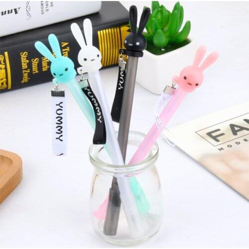 40PCS Creative New Cute Rabbit Pendant Neutral Pen Student Stationery Simple Animal Signature Pen Office Accessories