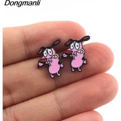 DZ967 Funny Anime Dog Cute Earring for Women Stainless steel Earring Enamel Art Stud Earrings Gifts Girl