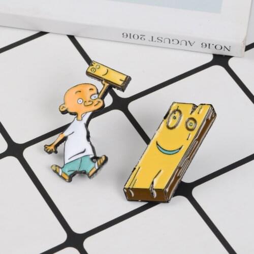 Cartoon Plank and Ed Enamel Pin Cool Boy Brooch Cartoon Character Brooches Lapel Pin Badge Jewelry Children Friends Unisex Gift