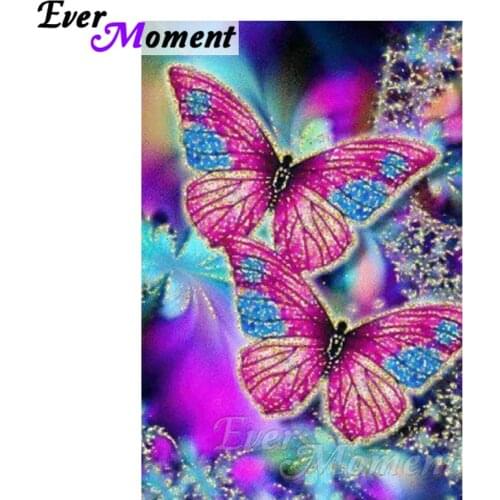 Ever Moment DIY 5D Diamond Cross Stitch Colorful Butterfly Diamond Mosaic Full Square Drills Home Decoration Artwork ASF1111