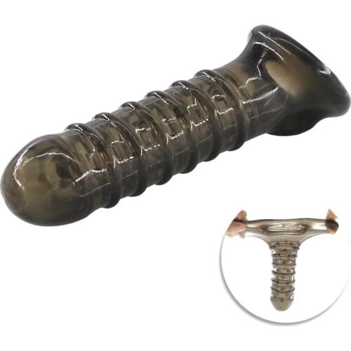 EXVOID Dildo Enlargement G-spot Massager Reusable Silicone Condom Penis Sleeve Sex Toys For Men Penig Ring Cocks Extender