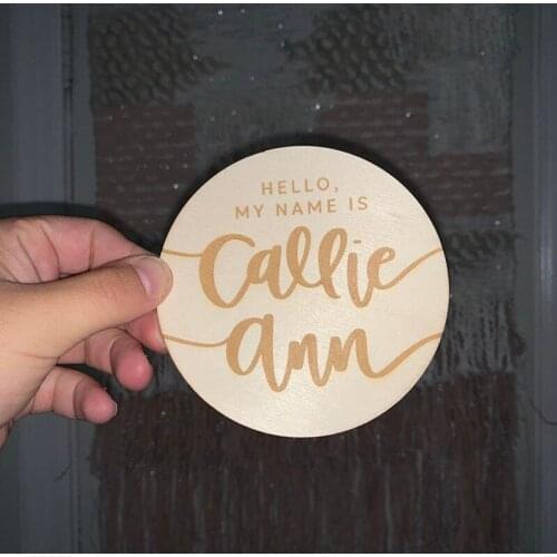 Engraved Hello My Name Is Wooden Cutout , Birth Announcement ,Baby Shower Gift ,Hospital Announcement ,Newborn Photo Prop