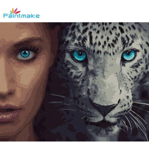 Paintmake Leopard DIY Paint By Numbers Women Oil Painting On Canvas Unique For Home Wall decor Art Picture for Adult