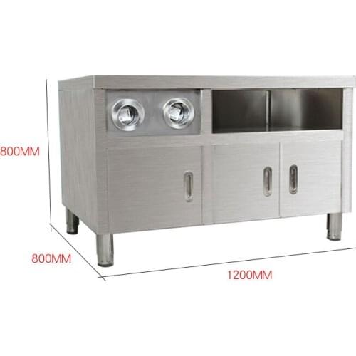 1.2m Commercial Center Island Stainless Steel Workstation Cake Room Burger Shop Operation Table Storage With Cup Divider