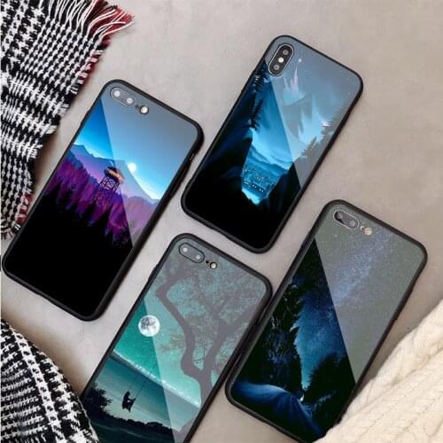 Nice natural scenery Luxury Tempered Glass Case For iPhone 11 12Pro Max X XS MAX 8 7 6 5 Plus Phone Back Cover Case Shell