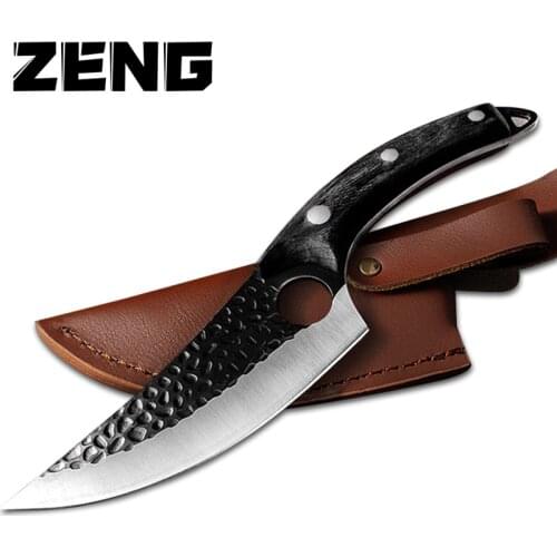 ZENG Stainless Steel Kitchen Boning Knife Handmade Fishing Knife Meat Cleaver Outdoor Cooking Cutter Butcher Knife Cutter