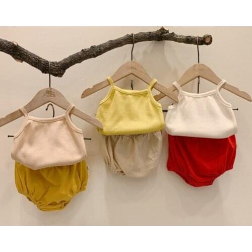 Summer Baby Clothing Cotton Camisole And PP Shorts 2pcs Boys Clothes Set Fashion Korean Toddler Girls Set