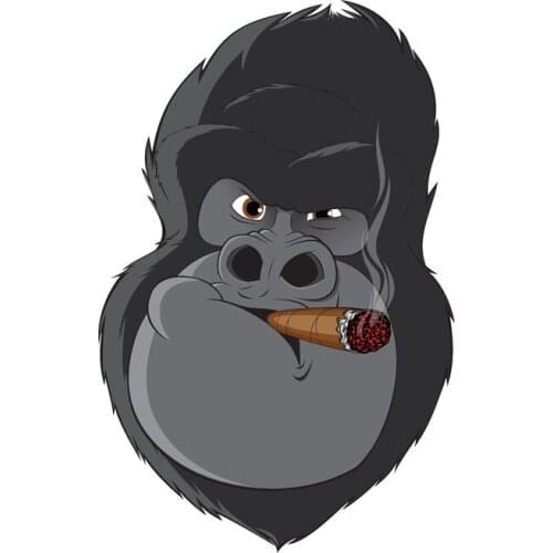 Hot Cartoon Car Sticker Gorilla Head Cigar Motorcycle Accessories Vinyl Decals Waterproof PVC 14.8cm X 9.7cm