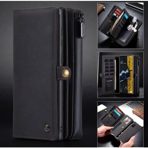 CaseMe Multifunction Wallet Leather Case For Samsung Galaxy S20 Note10 Plus Note20 Ultra A51 A71 Detachable Pouch Phone Case Bag