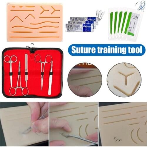 Surgical Suture Practice Kit Training Skin Operate Needle Scissors Tool Set Medical Teaching Equipment Model Suturing Hand Tools