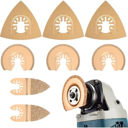 8PCS Carbide Oscillating Saw Blades Hard Alloy Saw Blade Set Quick Release Multi Tool Grinding Blades Dewalt Black&Decker Fein