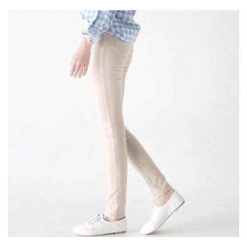 Obrix Pencil Skinny Casual Style Pants For Women Elastic Waist Solid Color