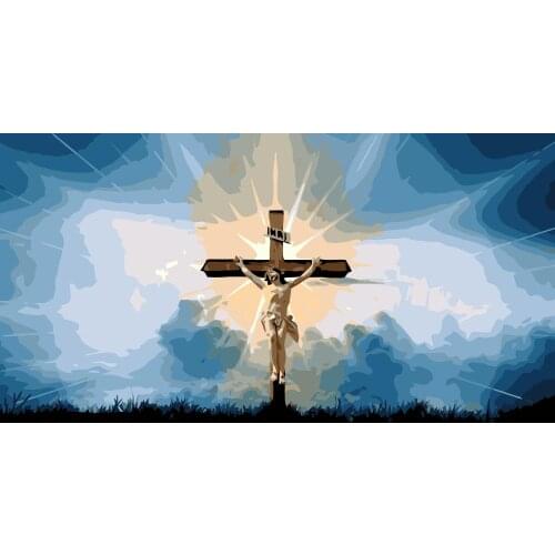 PX-94 Cross Resurrection Bible Christianity Painting By Numbers landscape Cuadros Decoracion Acrylic Paint On Canvas 50*75cm