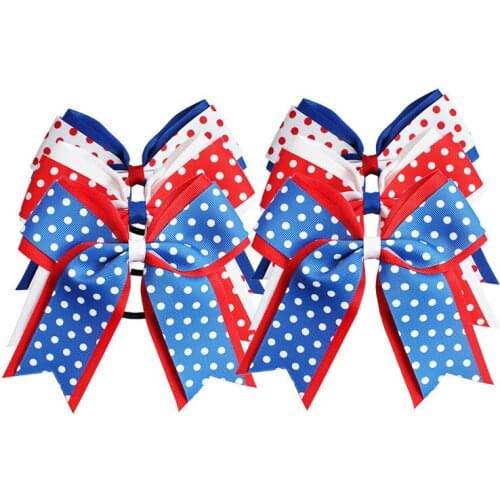 Women Rubber Bands Tiara Satin Ribbon Hair Tricolor Dot Bow Elastic Hair Band Rope Ponytail for Girls Hair Accessories