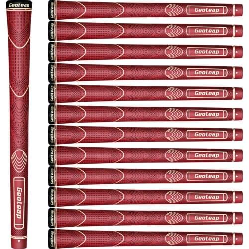 Geoleap Rubber Golf Grips 13pcs/lot, Standard Size, 6 Colors Optional, Thumb Pattern, Soft Feel, Anti-Slip