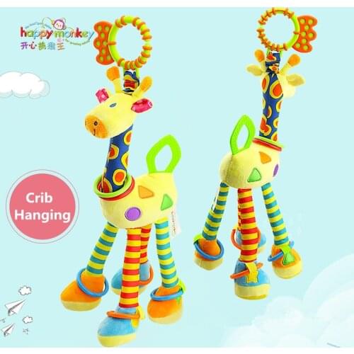 Cute Infant Baby Bed Crib Hanging Toys Stroller Rattles Educational Cartoon Animal Plush Giraffe Toys For Newborn 0-12 Months