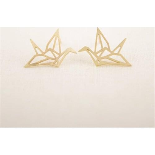 Lovely Wild Origami Crane Studs Earrings Cute Graceful pendientes Birds korean fashionable earrings Ear Studs