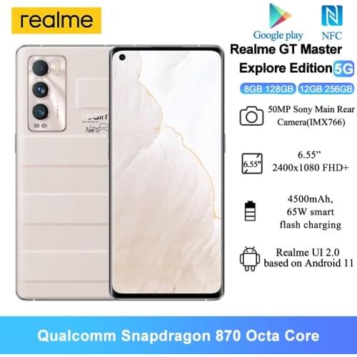 [World Premiere]Realme GT Master Explore Edition 5G Mobile Phones 6.55" FHD+ 50MP Camera 4500mAh Snapdragon 870 Cellhones NFC