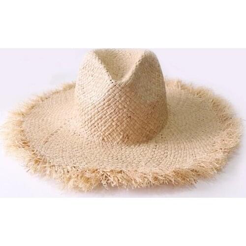 High Quality Summer Simple Solid Color Hand-woven Straw Hat Sun Hat Outdoor Beach Summer Hat Fashion Sun Hat Ethnic Style Hat