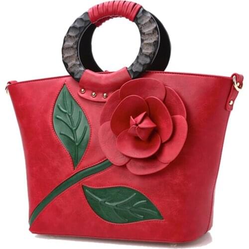 OCEHNUU Luxury Brand Women Flowers Vintage Handbags Crossbody Bags Fashion High Quality Shoulder Bags Female PU Leather Tote Bag
