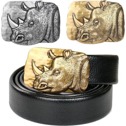 European and American Punk Style Wild Rhinoceros Head Metal Belt Buckle Man Personality Restore Ancient Ways Belt Accessories