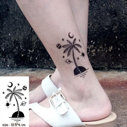Waterproof Temporary Tattoo Stickers Coconut Palm Planet Tattoo Small Size Tatto Flash Tatoo Fake Tattoos for Man Girl Women