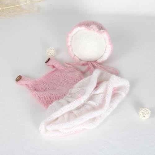 Crochet Baby Girl Princess Outfit Photography Props Knitted Ruffle Newborn Bonnet and Romper Baby Vintage Baby Grils pants Hat
